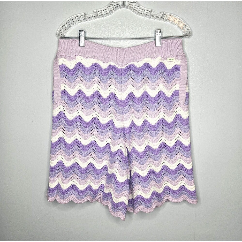 YITAI Los Angeles Shorts Lavender Gradient Knit Pull On Scalloped Hem Unisex NWT